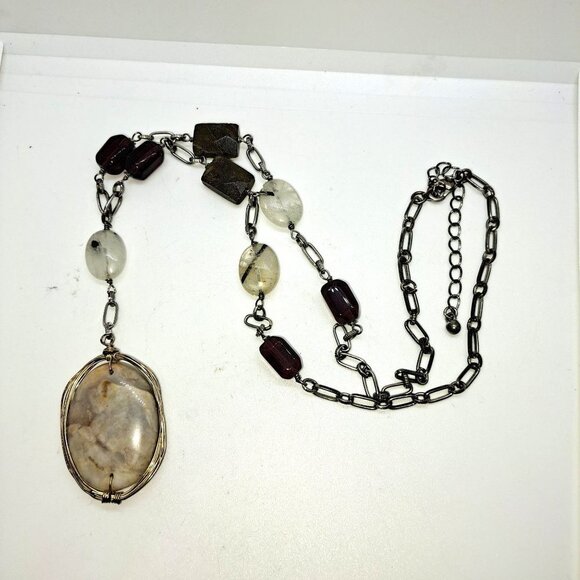 Artisan Jewelry - 20" Gemstone necklace quartz labradorite plus 3" extender chain